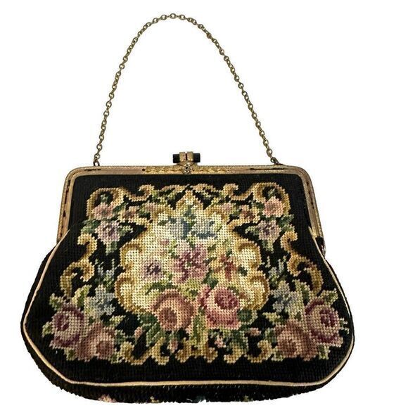 Vintage Petit Point Handbag‎ w Chain - Picture 1 of 9